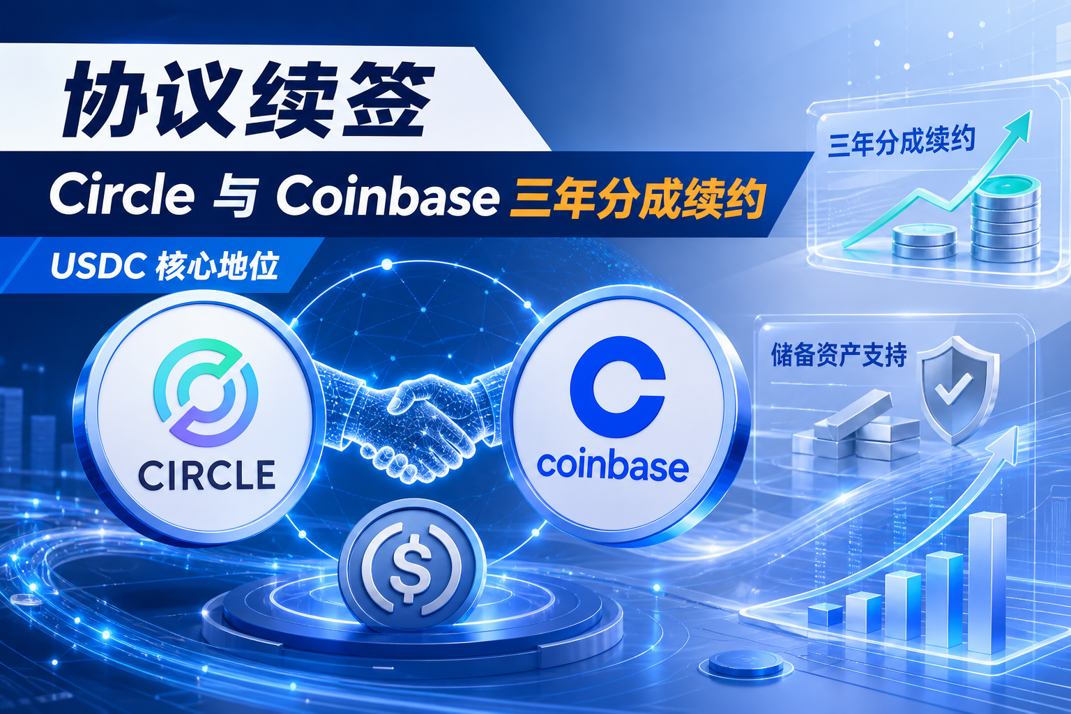 Circle 续签与 Coinbase 的三年分成协议,确保 USDC 在 Coinbase 体系中维持核心地位