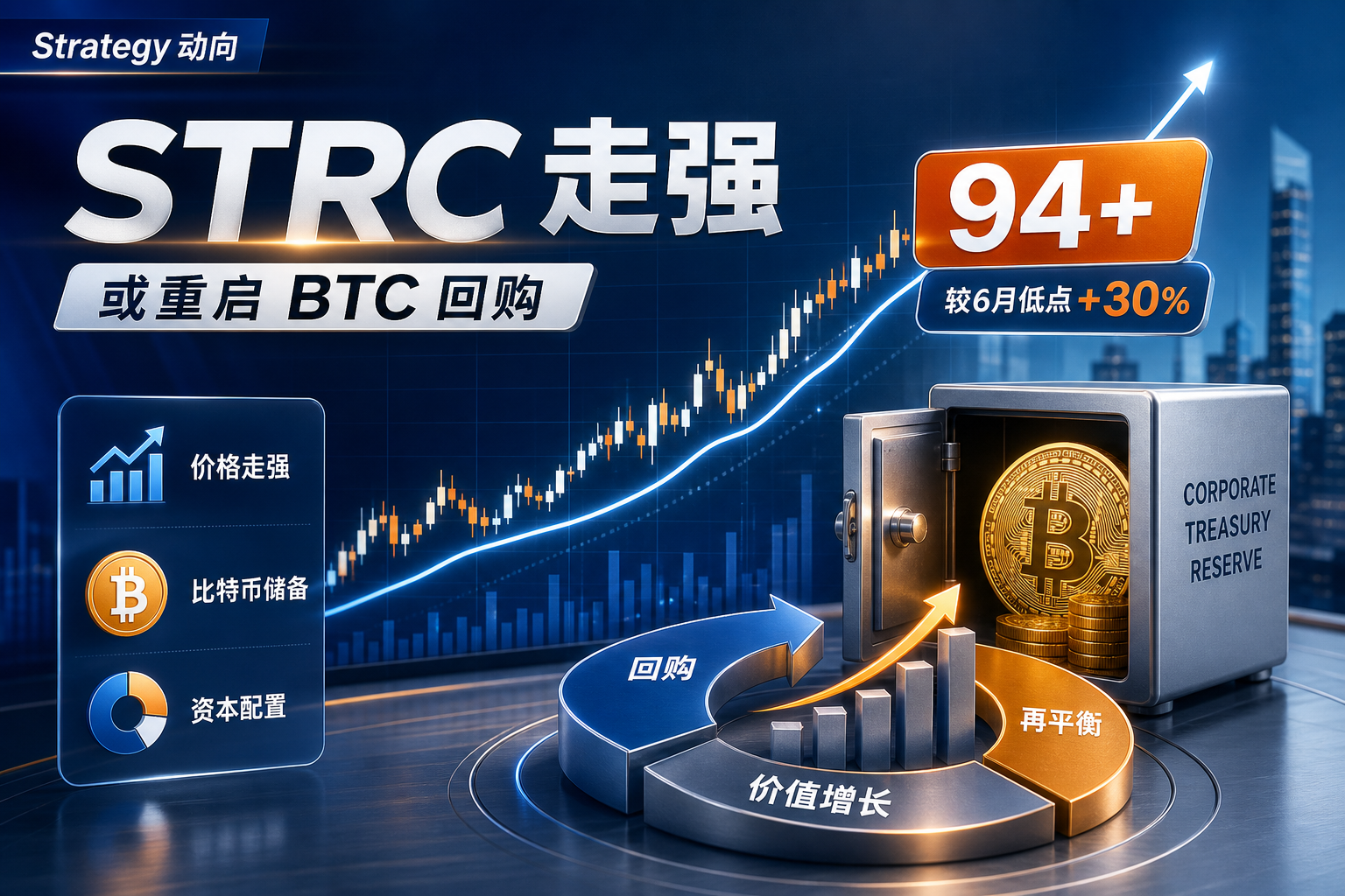 Strategy 有望重启 BTC 增持？STRC 突破 94 美元，较 6 月低点上涨约 30%