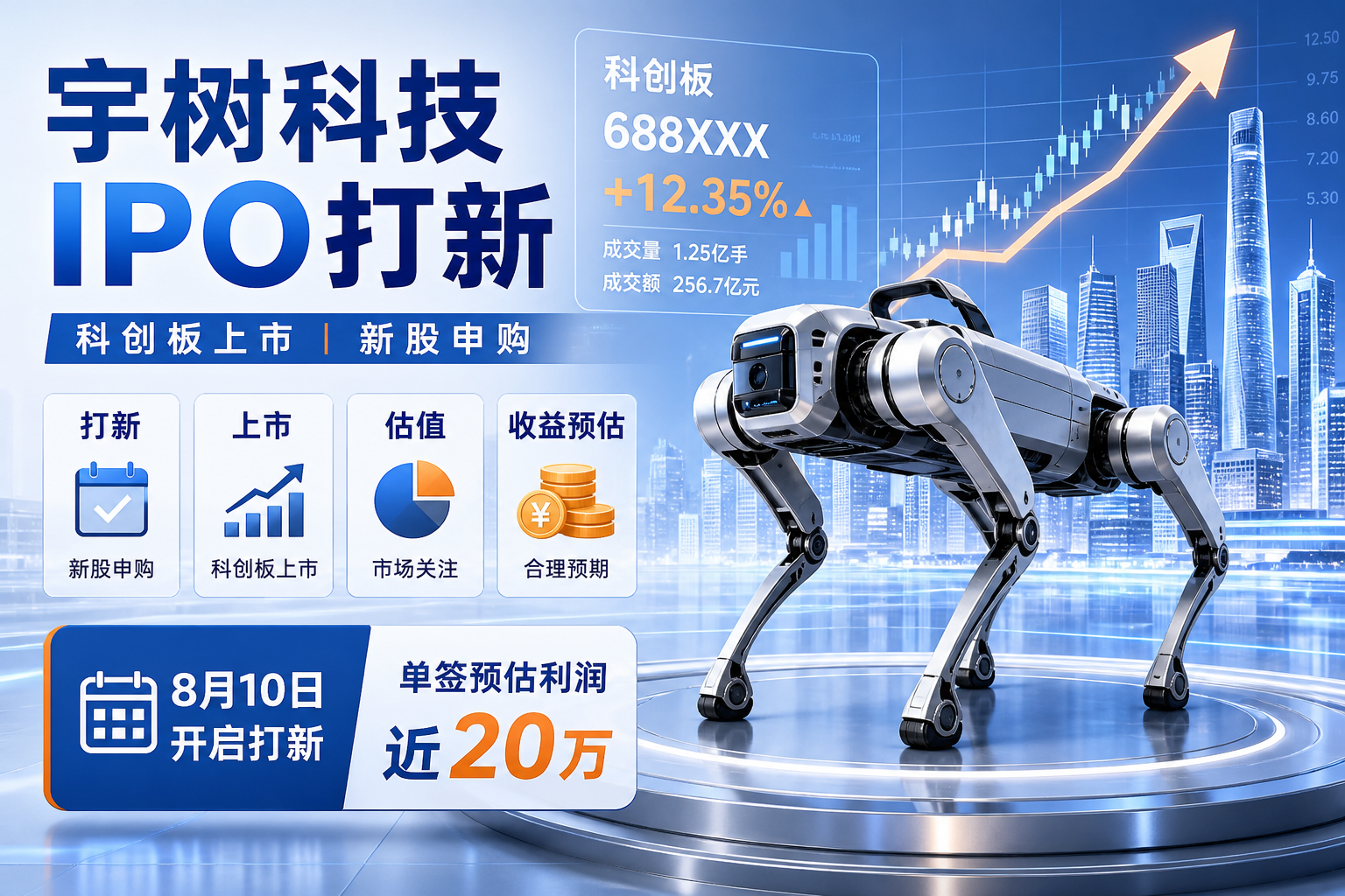 宇树科技中一签利润预估近 20 万元,8 月 10 日开启打新