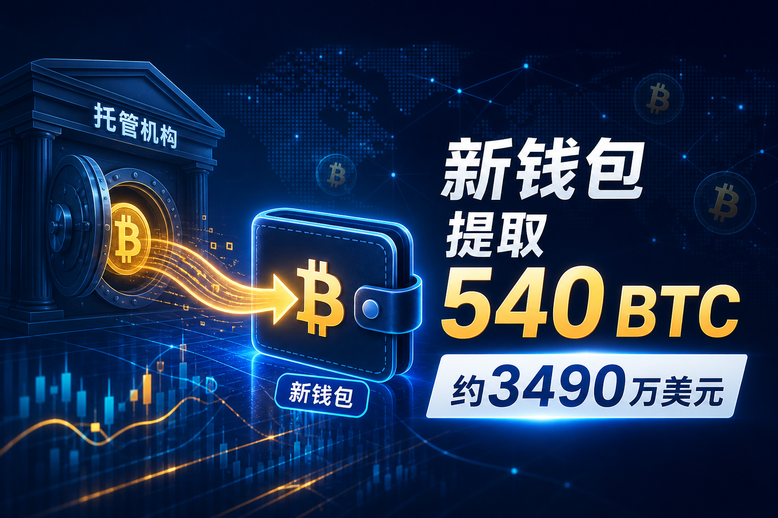 某新钱包从 BitGo 提取约 540 枚 BTC,价值约 3490 万美元