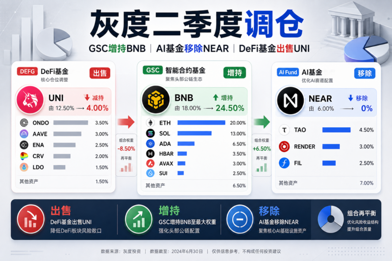 灰度二季度调整加密基金持仓:GSC 基金增持 BNB,AI 基金移除 NEAR,DeFi 基金出售 UNI-指挥使社区 - 真实线索、热点议题与深度观察