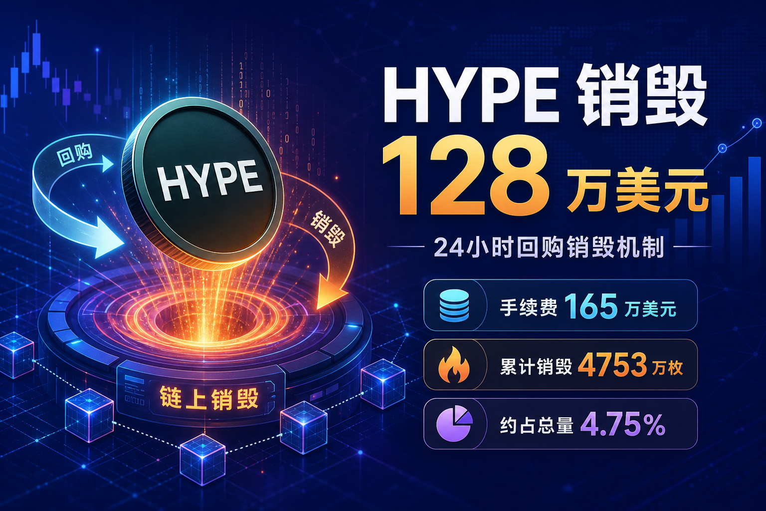 Hyperliquid 过去 24 小时销毁约 128 万美元 HYPE
