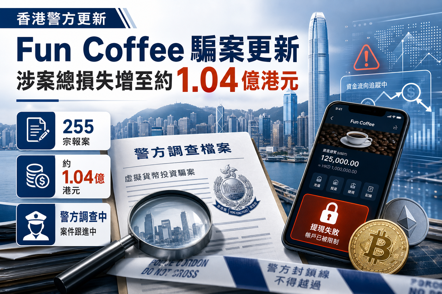 香港警方更新涉虚拟货币「Fun Coffee」骗案:总损失增至约 1.04 亿港元