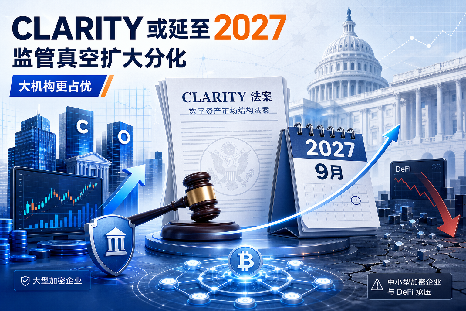 CLARITY 法案或延至 2027 年,大型加密企业可能借监管真空扩大优势