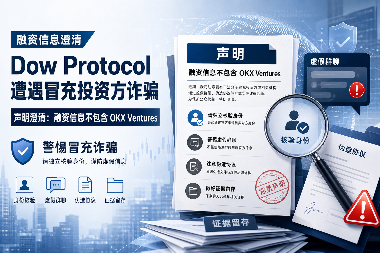 Dow Protocol:遭冒充 OKX Ventures 人员诈骗,融资信息不包含 OKX Ventures