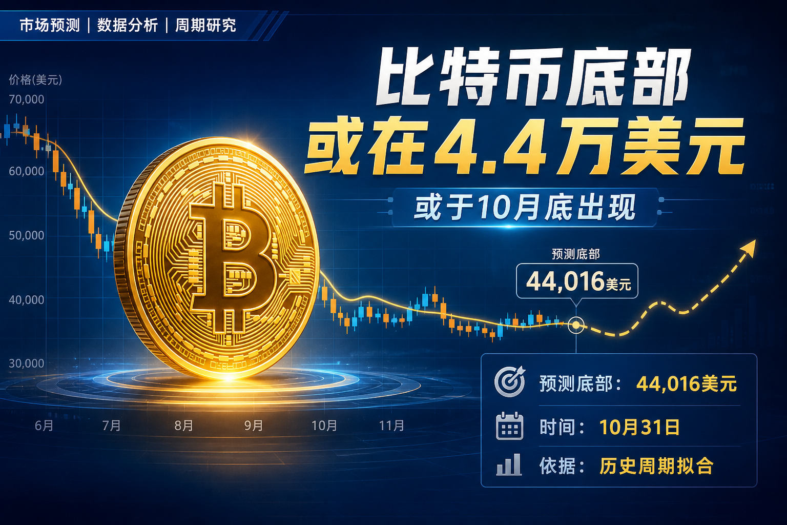 江卓尔预计本轮比特币底部价约 4.4 万美元,或于 10 月底出现