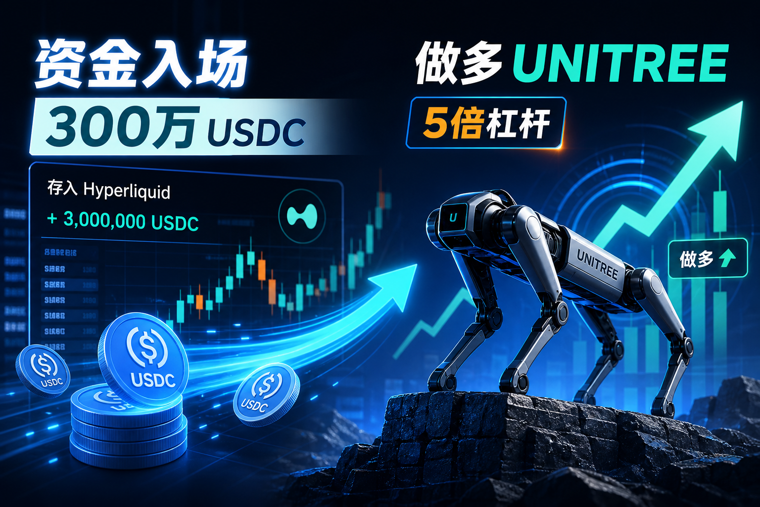 某交易者向 Hyperliquid 存入 300 万枚 USDC,并开始做多宇树科技