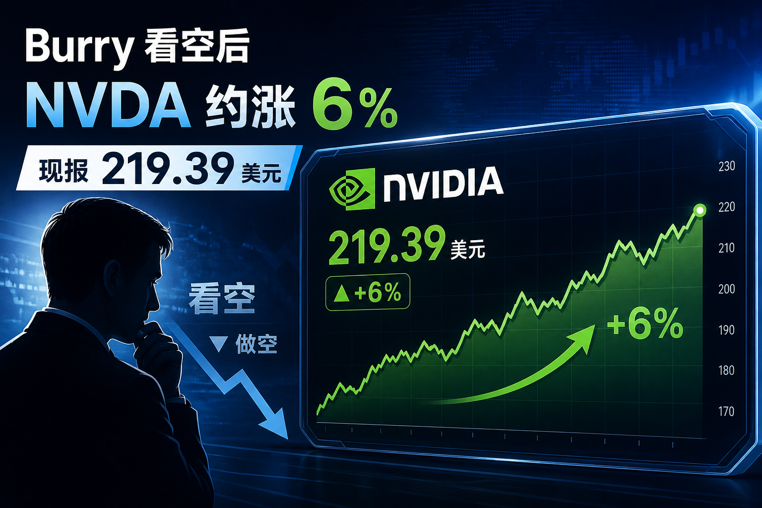 Michael Burry 看空英伟达以来,股价上涨约 6%