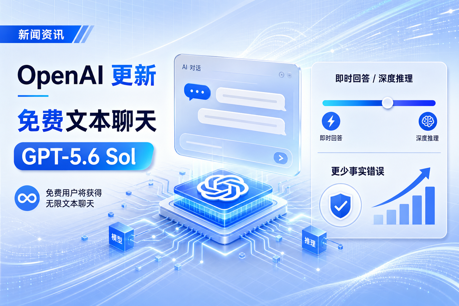 OpenAI:免费用户将获得无限文本聊天功能,GPT-5.6 Sol 将更新