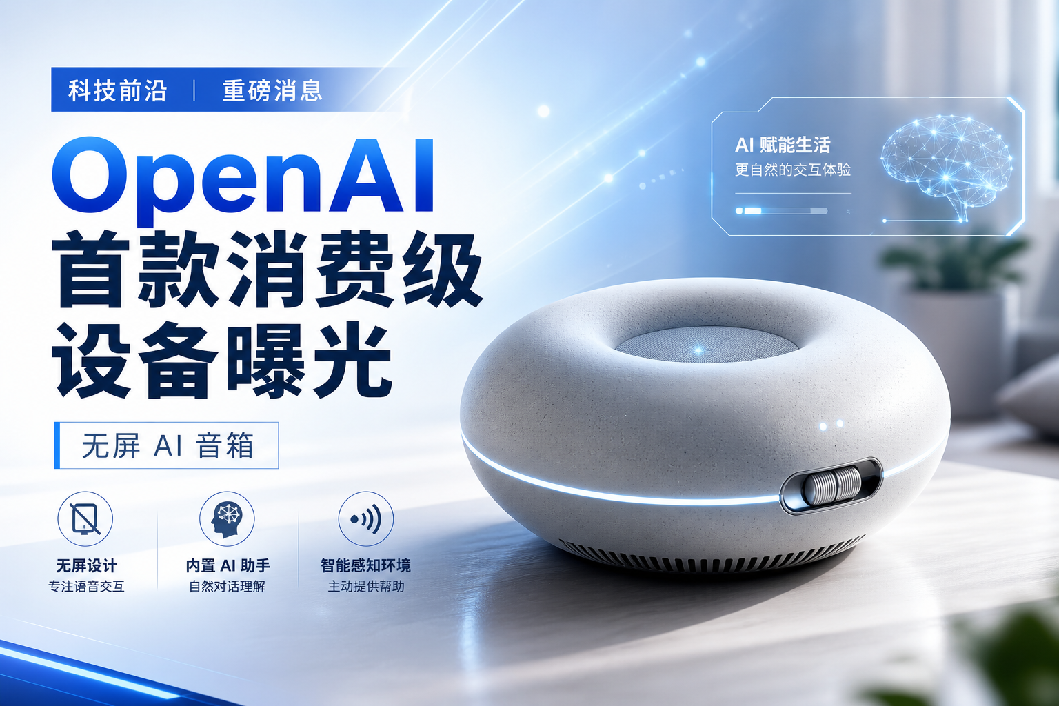 OpenAI 首款消费级设备细节曝光:外形似甜甜圈,无显示屏,售价或超 300 美元