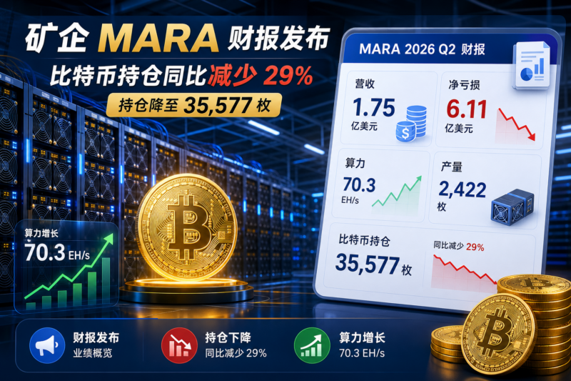 矿企 MARA 发布 2026 年 Q2 财报:比特币持仓同比减少 29% 至 35,577 枚-指挥使社区 - 真实线索、热点议题与深度观察