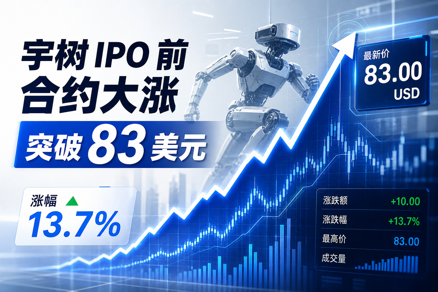 宇树 IPO 前合约大涨 13.7%，突破 83 美元