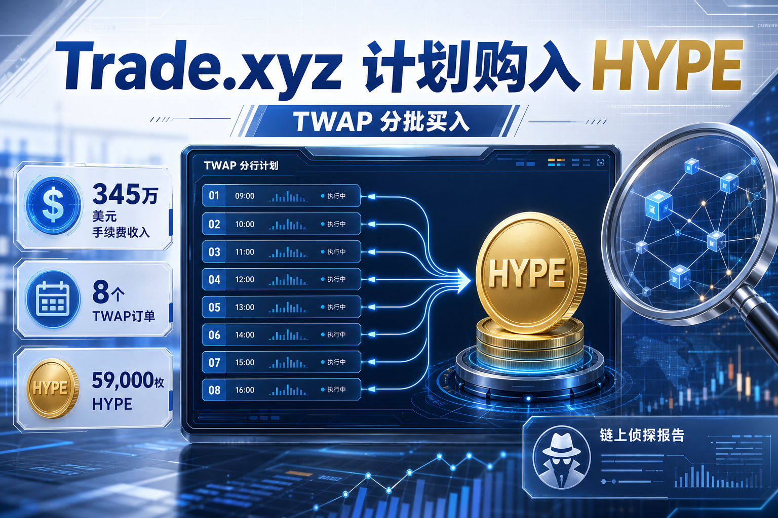 链上侦探:Trade.xyz 拟通过 TWAP 订单购入 59,000 枚 HYPE