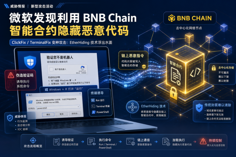 微软发现利用 BNB Chain 智能合约隐藏恶意代码的新型攻击活动-指挥使社区 - 真实线索、热点议题与深度观察
