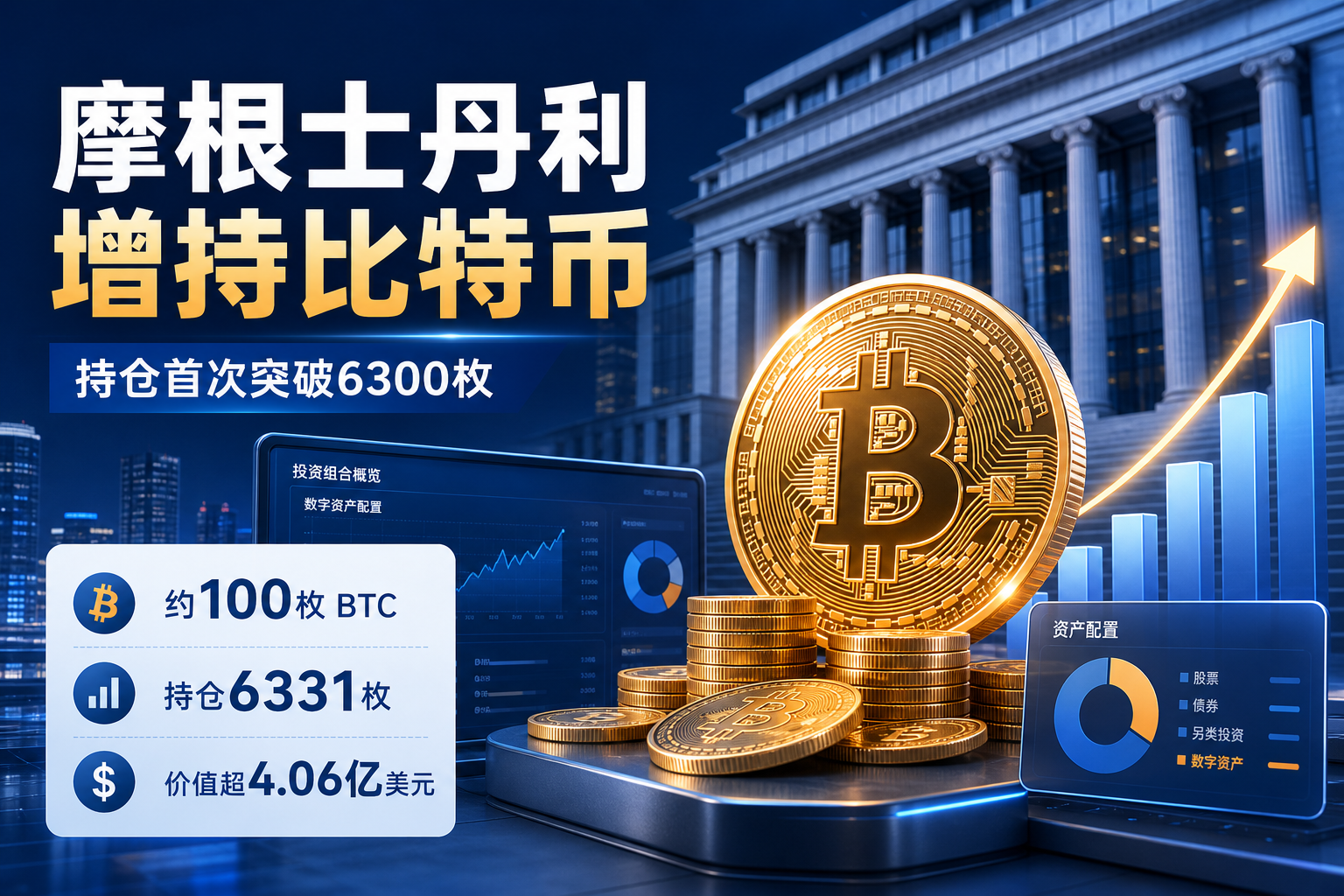 摩根士丹利增持约100枚比特币,持仓首次突破6300枚