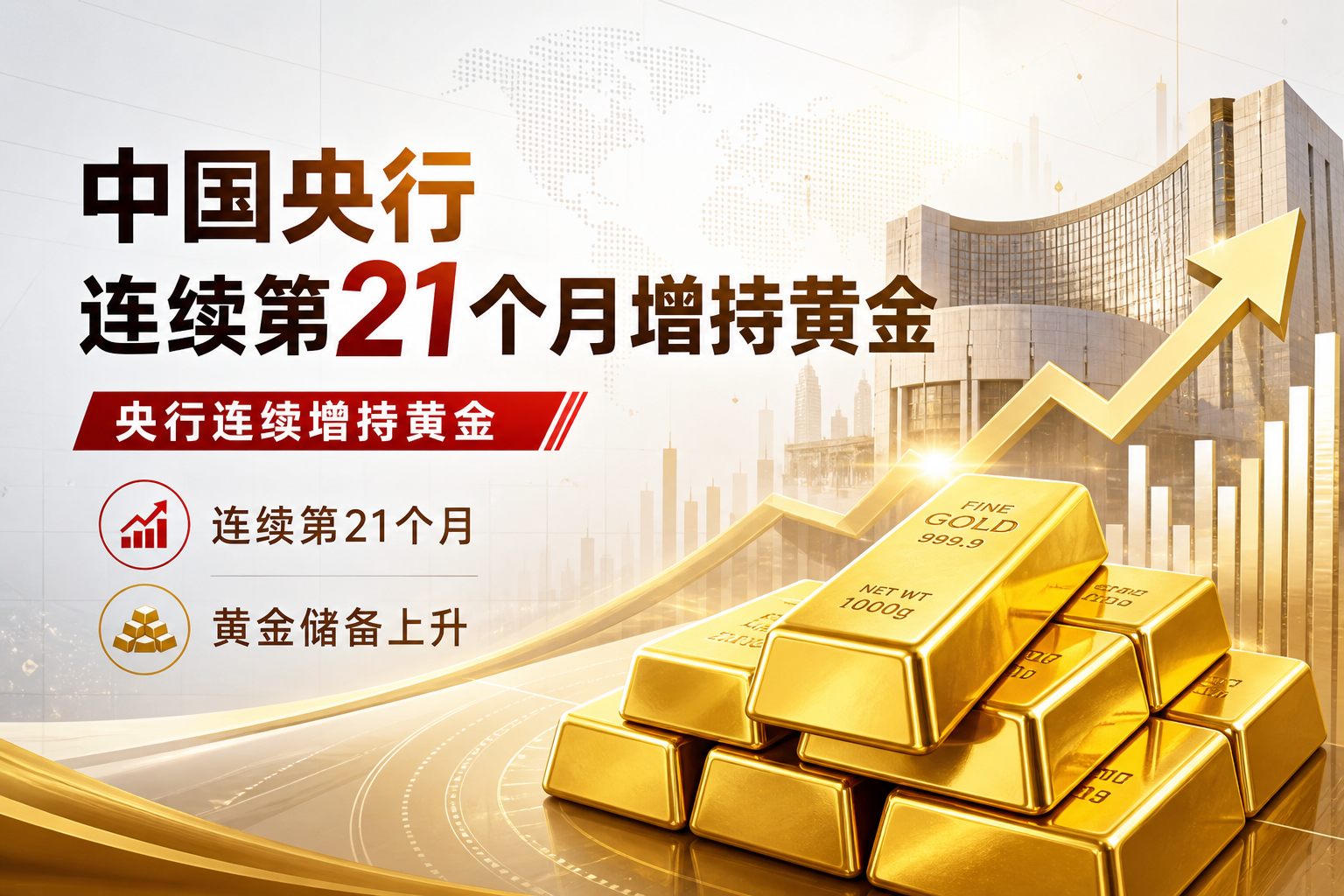 中国央行连续第21个月增持黄金