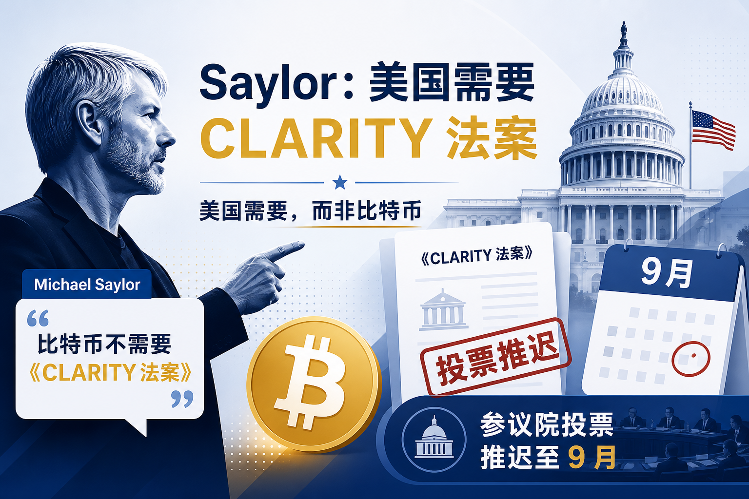 Michael Saylor:比特币不需要《CLARITY 法案》,美国需要