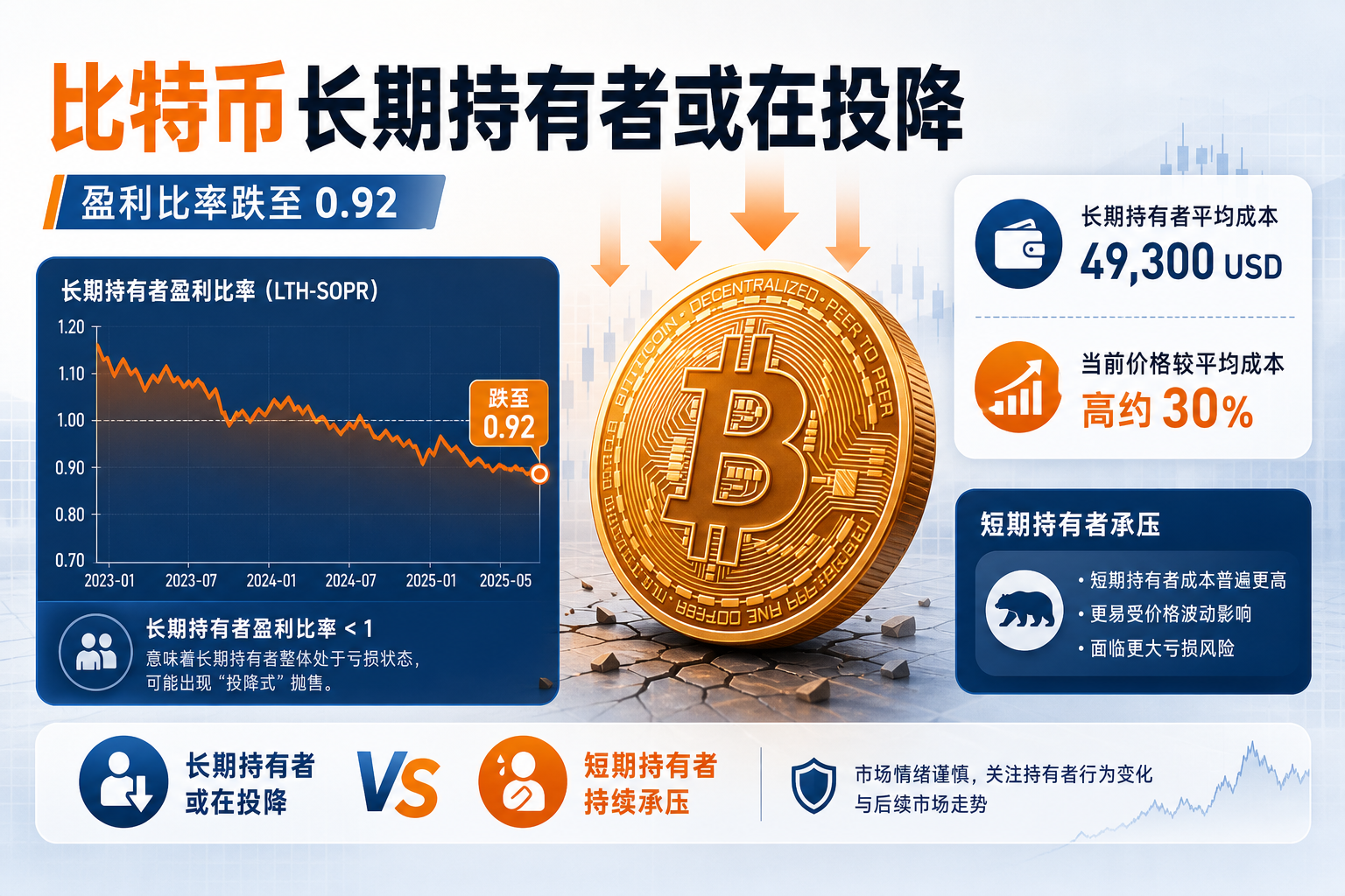 分析师:比特币长期持有者或正在“投降”