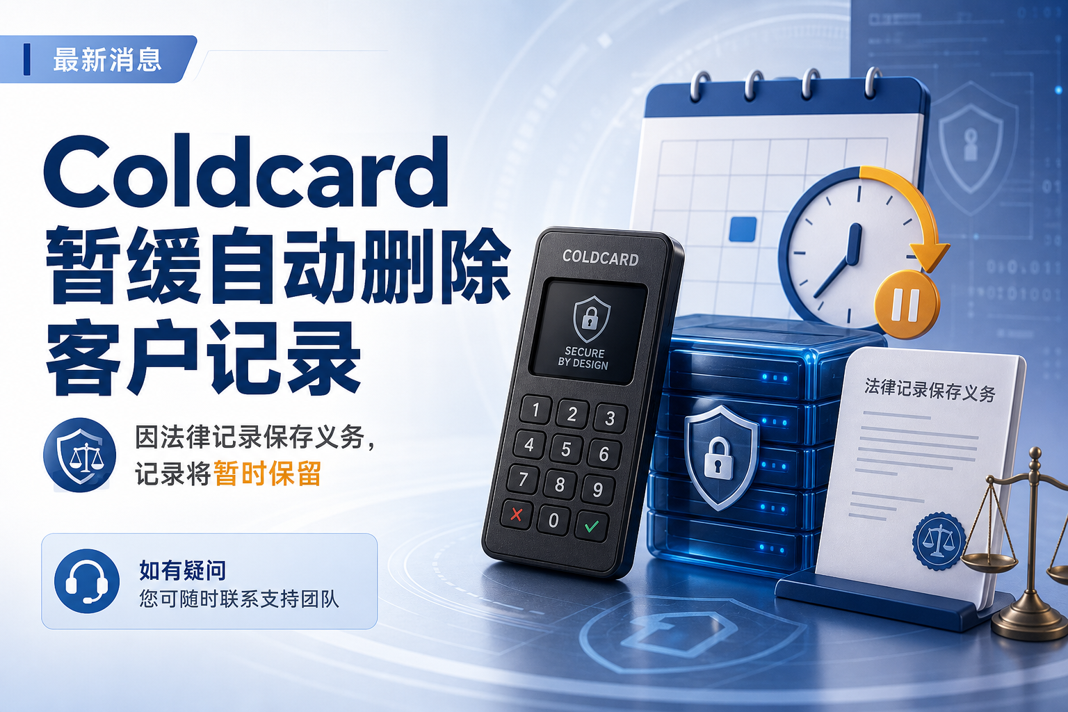 Coldcard 将暂时保留原定自动删除的客户记录