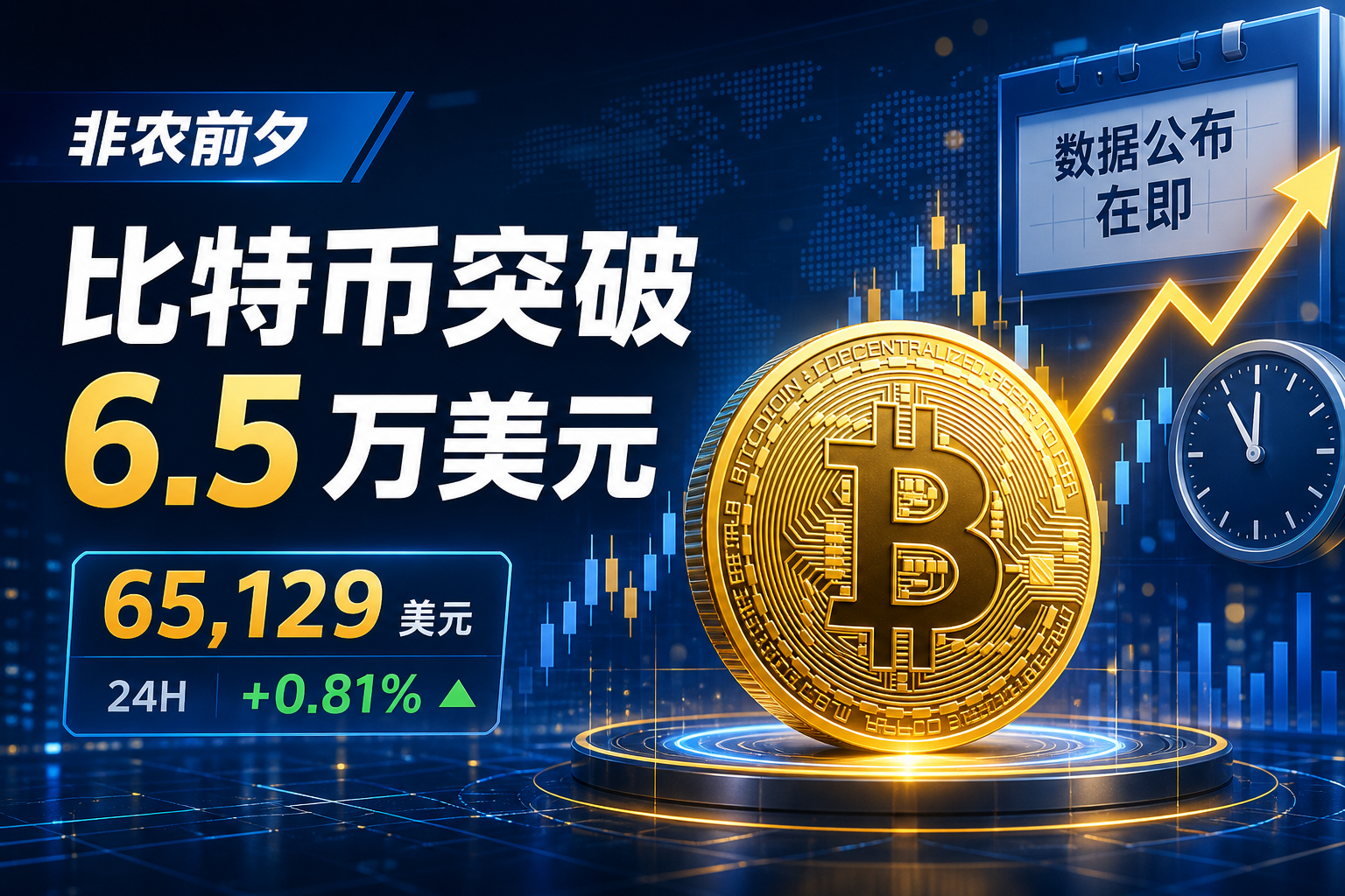 非农数据公布在即，比特币突破 6.5 万美元