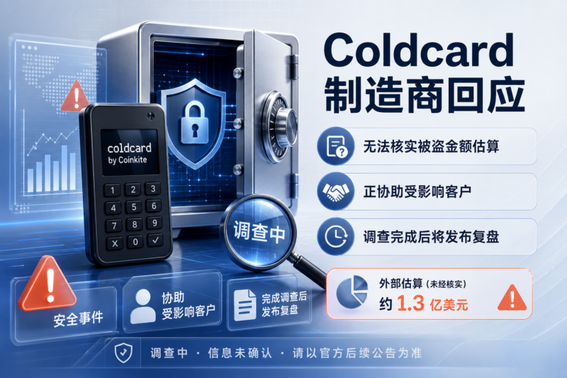 Coldcard 制造商:无法独立核实外界有关被盗金额的估算-指挥使社区 - 真实线索、热点议题与深度观察