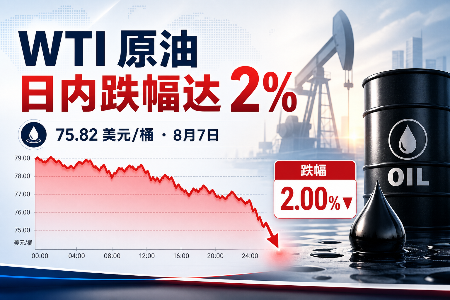 WTI 原油日内跌幅达 2%