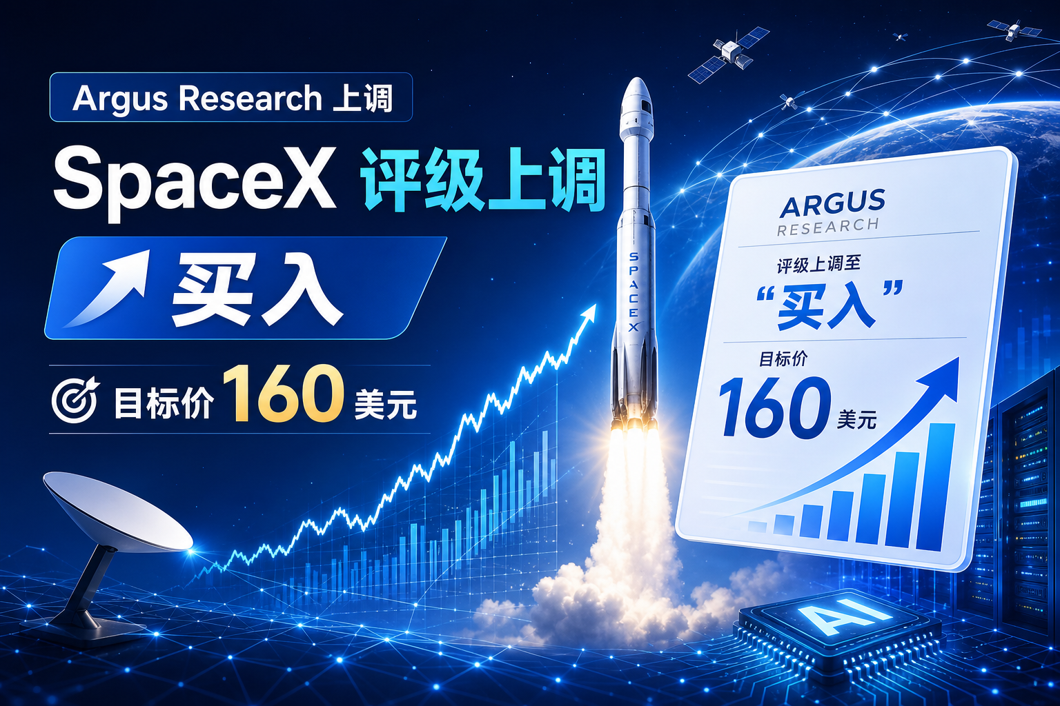 Argus Research 将 SpaceX 评级上调至「买入」,目标价 160 美元