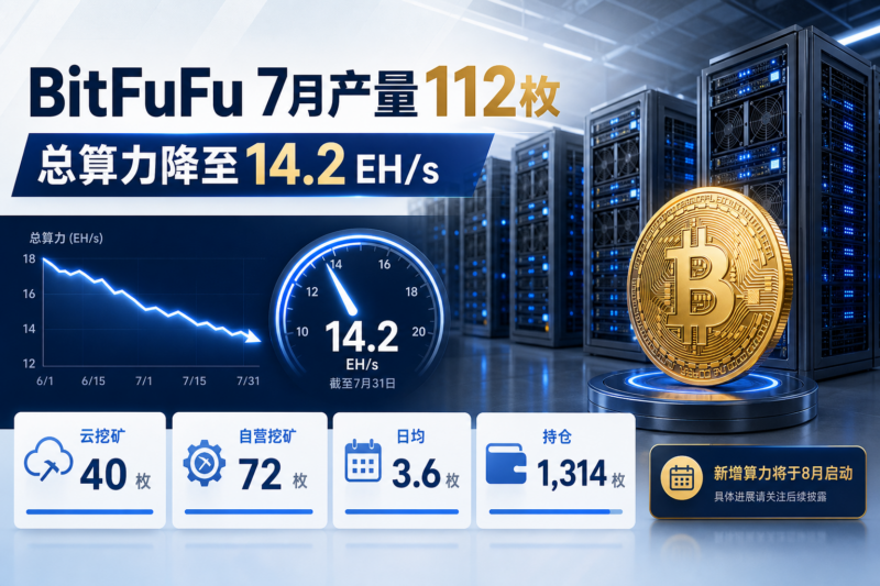 BitFuFu 7 月比特币产量为 112 枚,总算力降至 14.2 EH/s-指挥使社区 - 真实线索、热点议题与深度观察