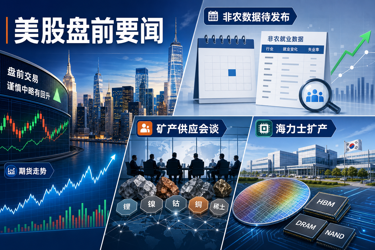 美股盘前要闻一览:非农牵动市场情绪,特朗普召集矿企开会,海力士拟大规模扩产