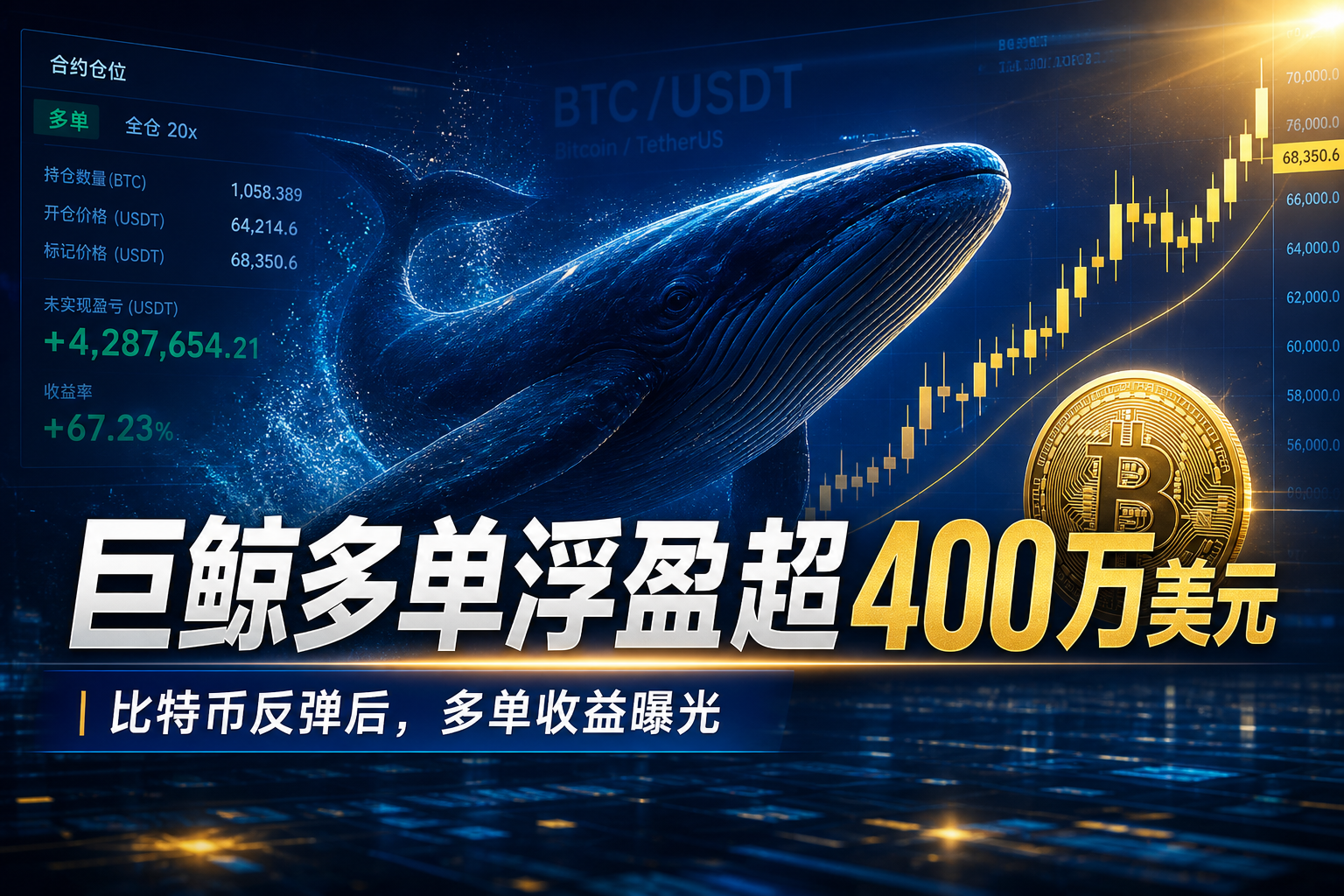 巨鲸「先定10个大目标」晒比特币多单收益:浮盈超400万美元