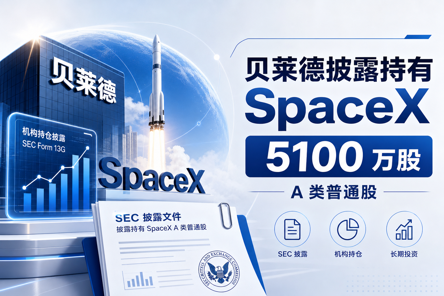 贝莱德披露持有 SpaceX 5100 万股 A 类普通股