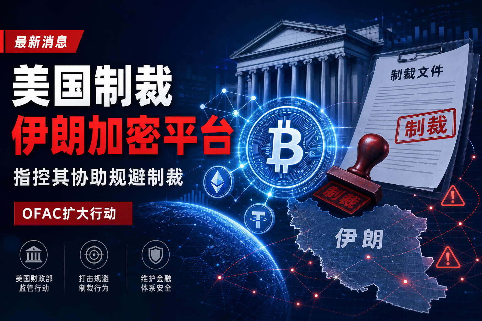 美国制裁两家伊朗加密交易平台,指控其协助规避制裁