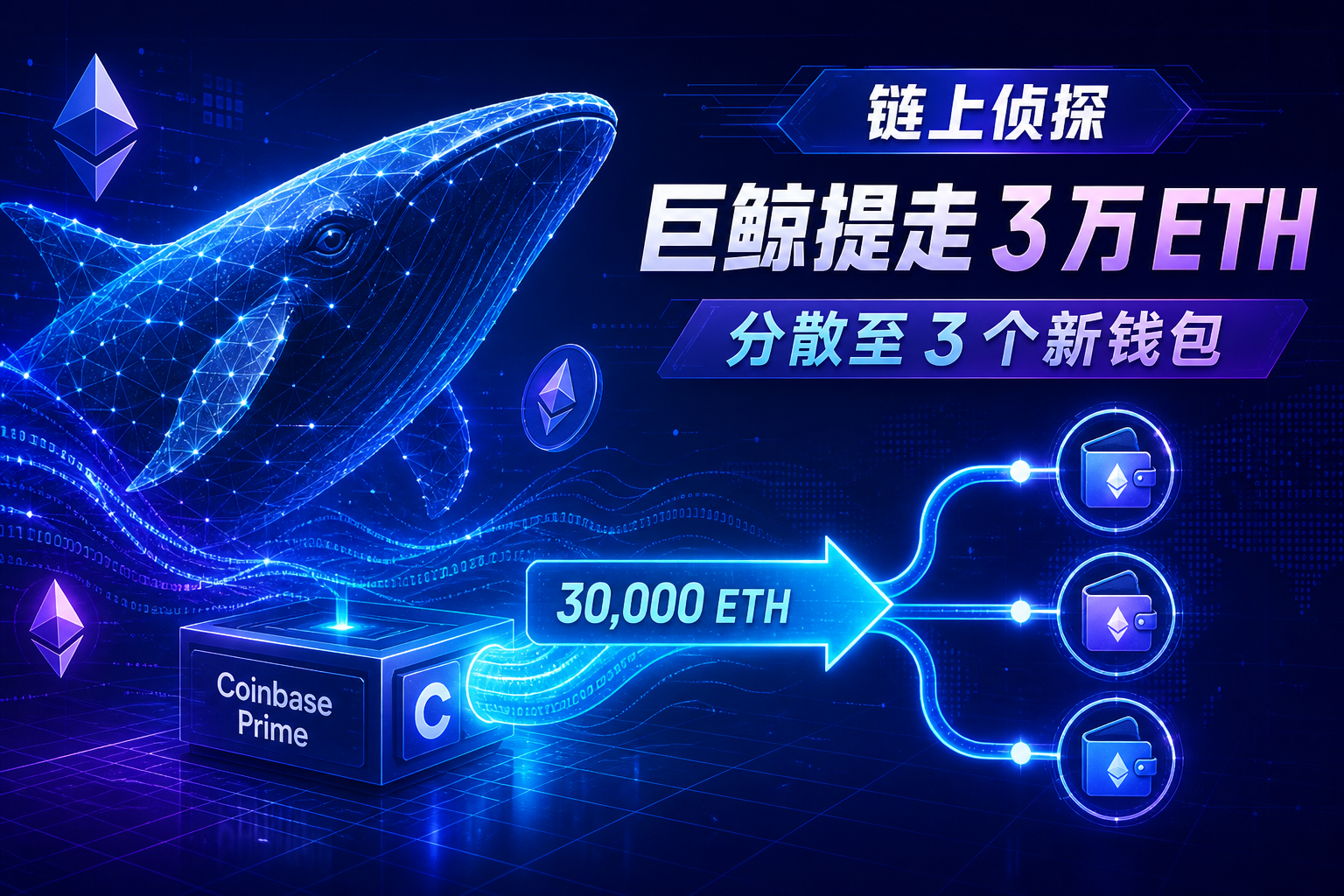 链上侦探|某巨鲸从 Coinbase Prime 提出 3 万枚 ETH