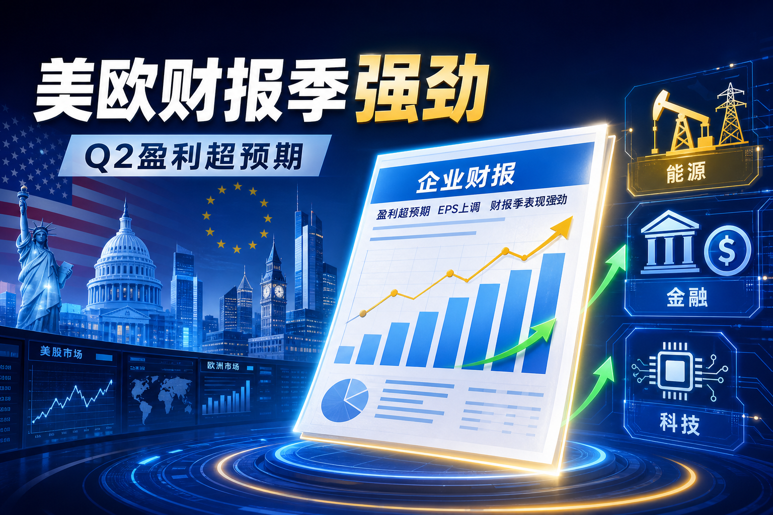 摩根大通:美欧企业 Q2 盈利超预期,财报季表现强劲