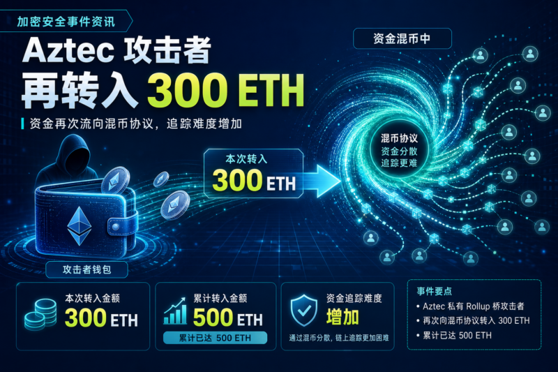 Aztec 私有 Rollup 桥攻击者再向 Tornado Cash 转入 300 枚 ETH-指挥使社区 - 真实线索、热点议题与深度观察