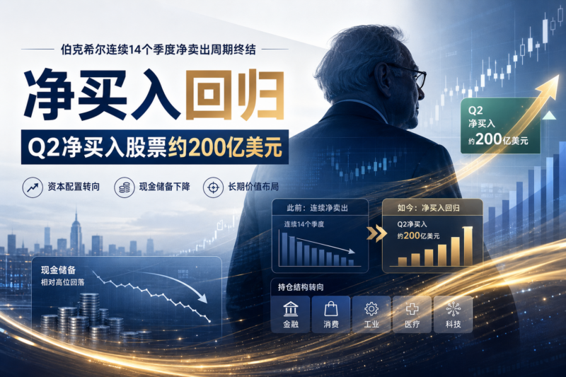 伯克希尔连续 14 个季度净卖出周期终结,Q2 净买入股票约 200 亿美元-指挥使社区 - 真实线索、热点议题与深度观察