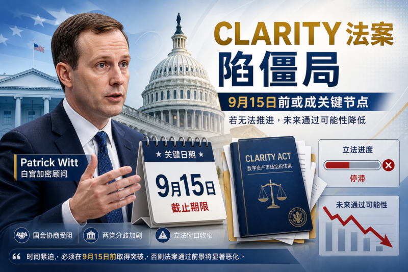 白宫加密顾问:若 CLARITY 法案在 9 月 15 日前无法推进,或将难再通过-指挥使社区 - 真实线索、热点议题与深度观察