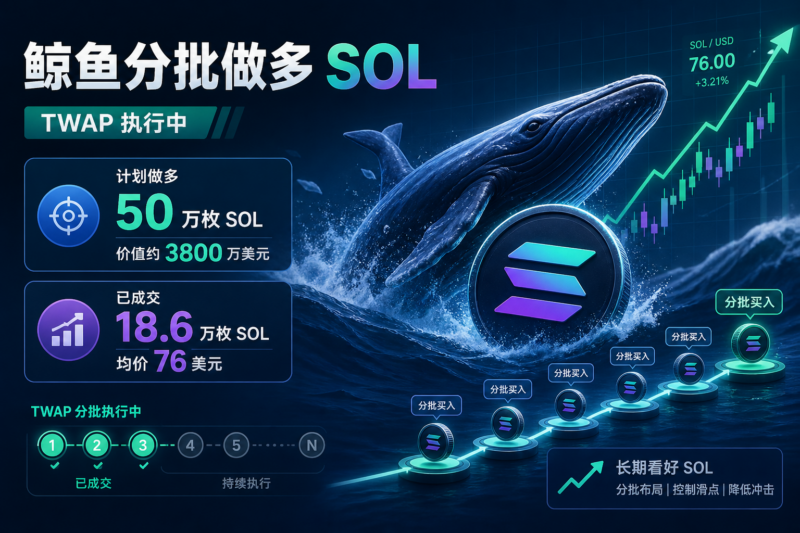 某鲸鱼计划做多价值 3800 万美元 SOL，均价 76 美元-指挥使社区 - 真实线索、热点议题与深度观察