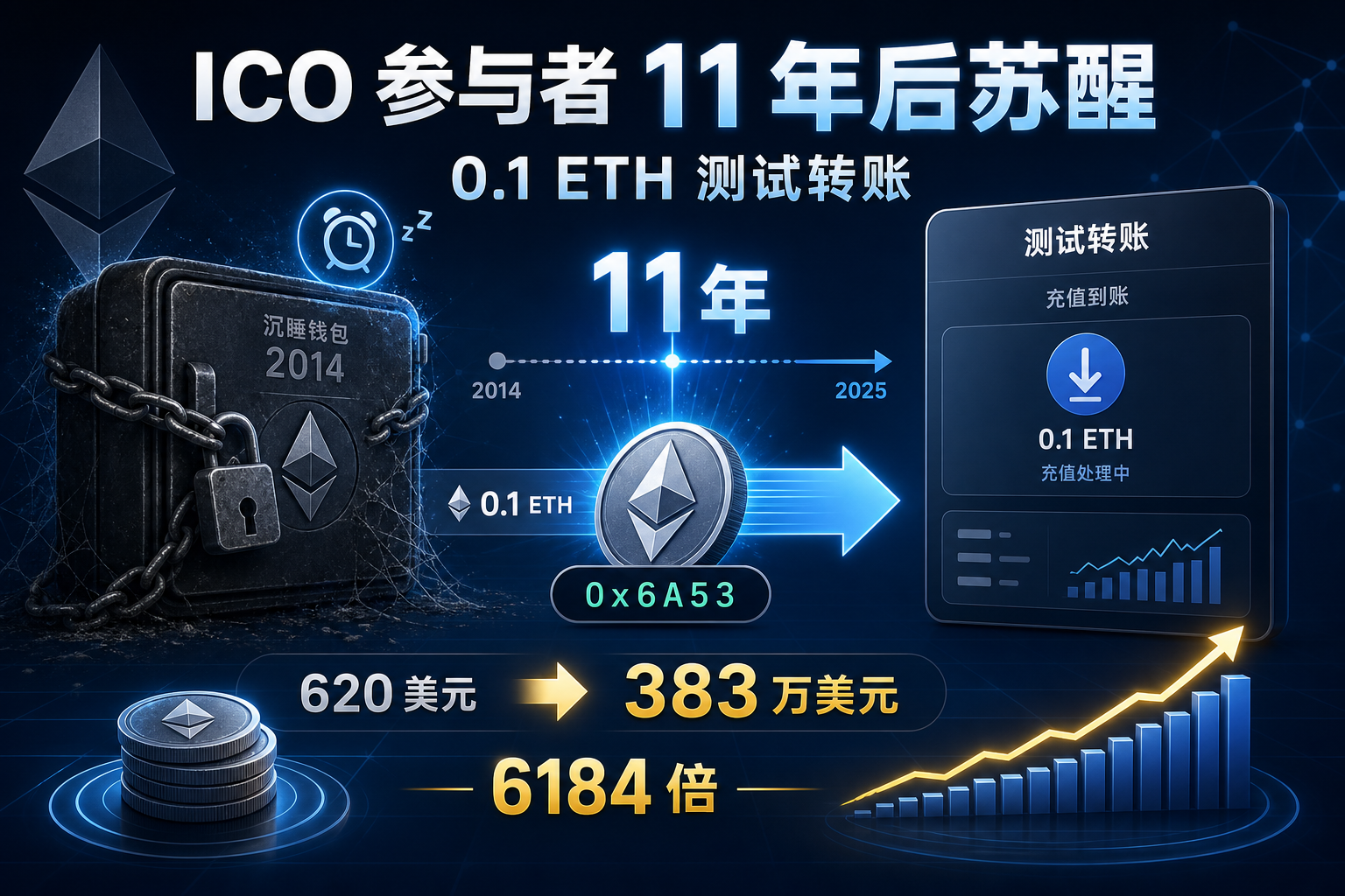 以太坊 ICO 参与者休眠 11 年后向 Coinbase 测试转账