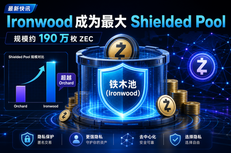Ironwood 成为 Zcash 最大 Shielded Pool,规模约 190 万枚 ZEC-指挥使社区 - 真实线索、热点议题与深度观察