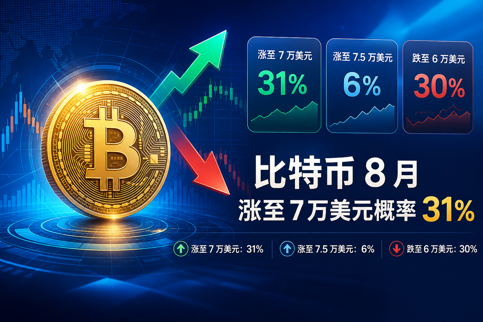 比特币本月涨至 7 万美元概率为 31%