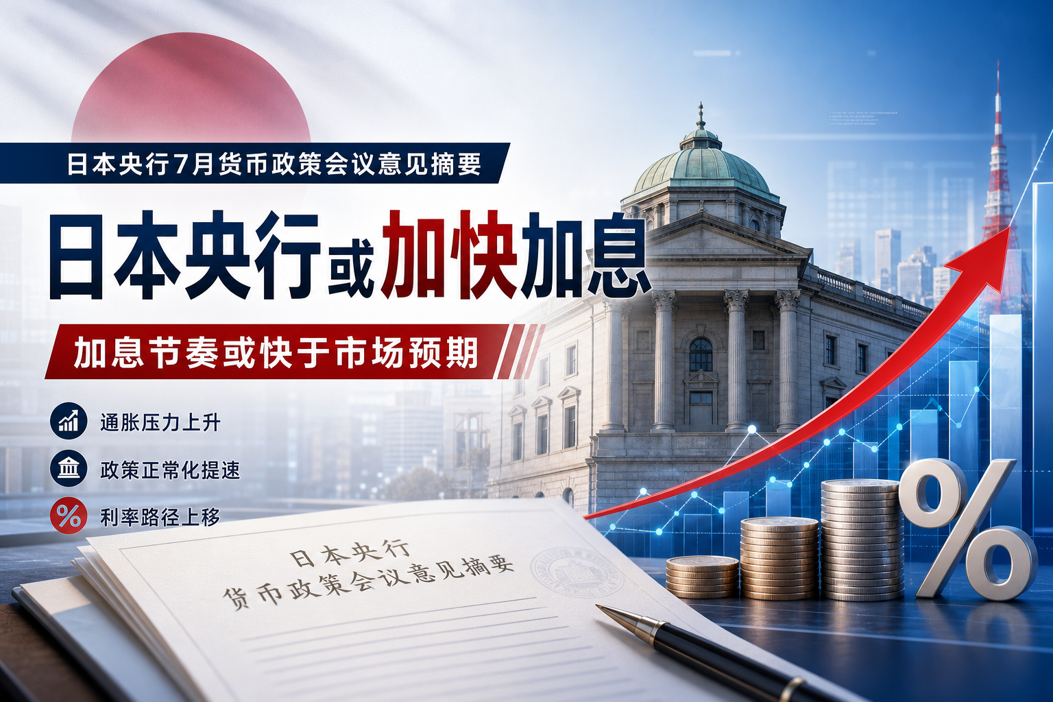 日本央行 7 月货币政策会议意见摘要:加息节奏或快于市场预期