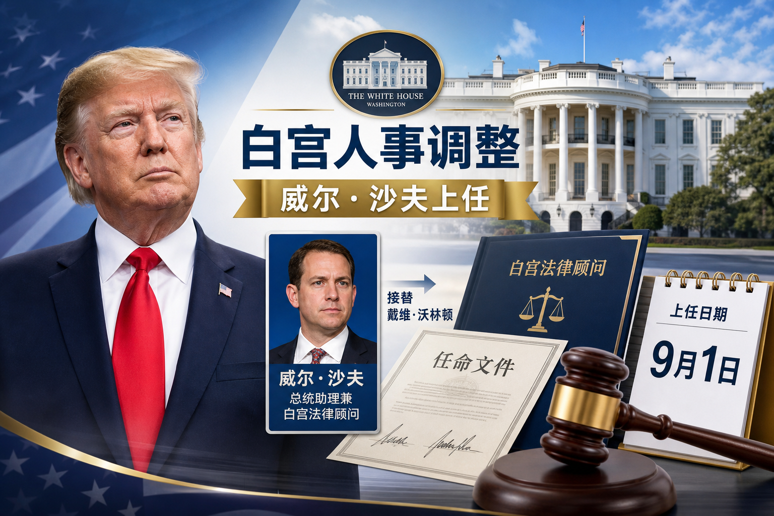 特朗普宣布威尔·沙夫将出任总统助理兼白宫法律顾问
