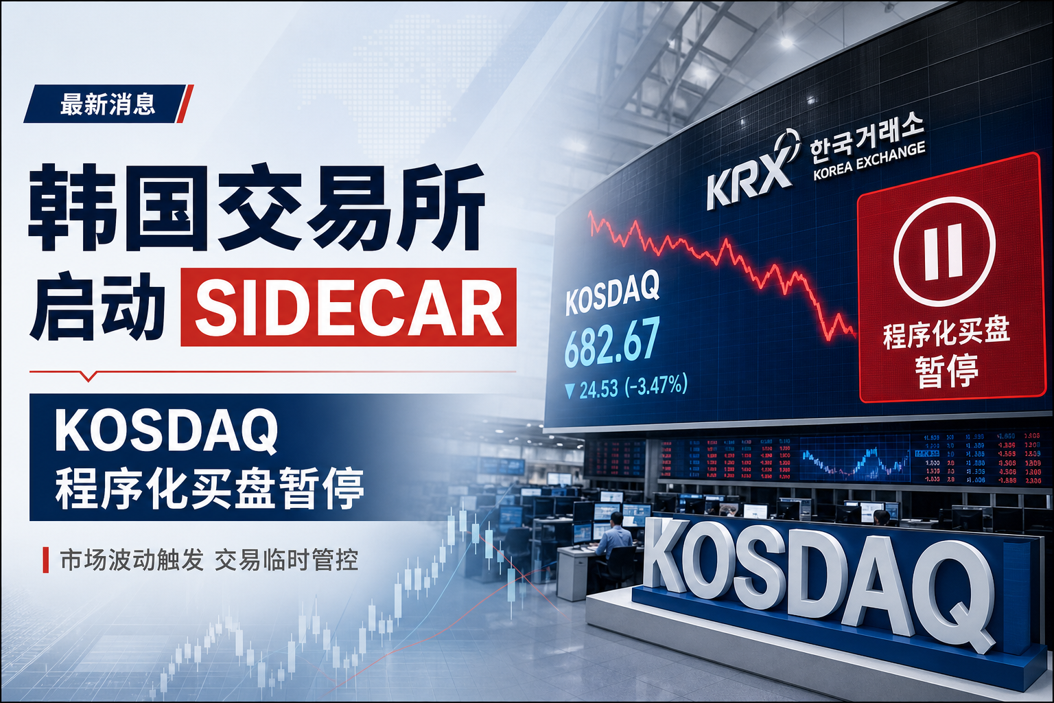 韩国交易所启动 SIDECAR 机制，暂停 KOSDAQ 程序化买盘
