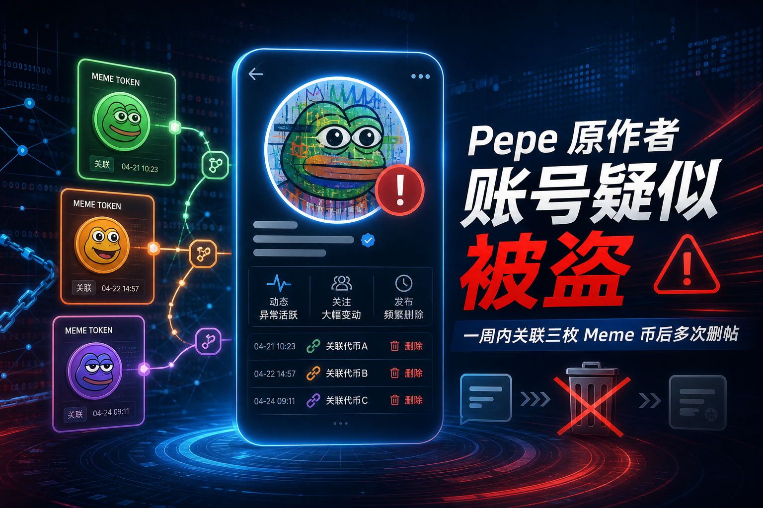 Pepe 原作者账号疑似一周内关联三个归零 Meme 币,事后称账号被盗