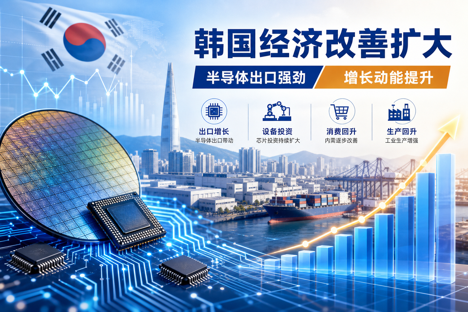 韩国智库：半导体出口强劲拉动增长，韩国经济改善扩大