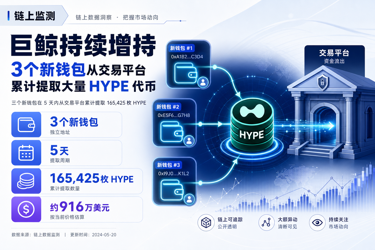 链上监测:3 个新钱包 5 天内从 FalconX 提取 165,425 枚 HYPE