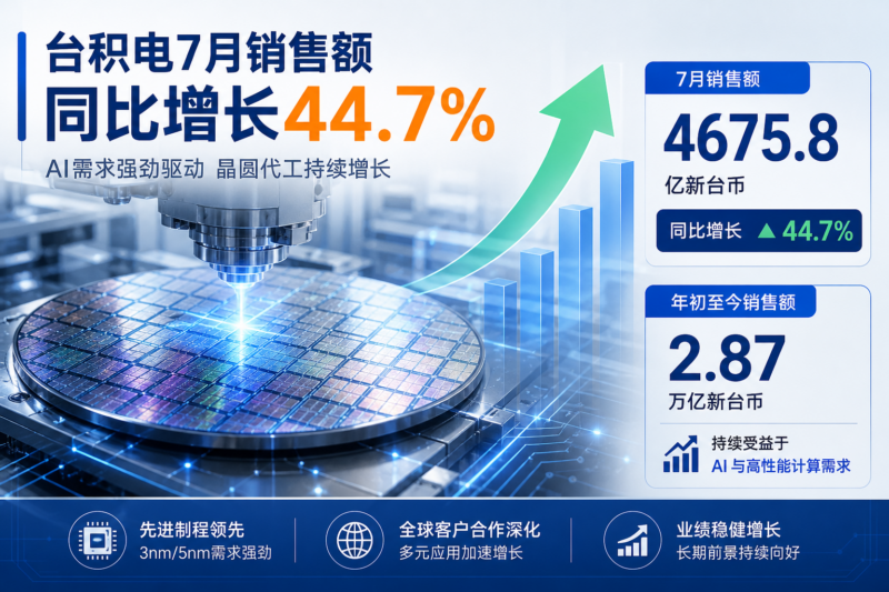台积电 7 月销售额同比增长 44.7%-指挥使社区 - 真实线索、热点议题与深度观察