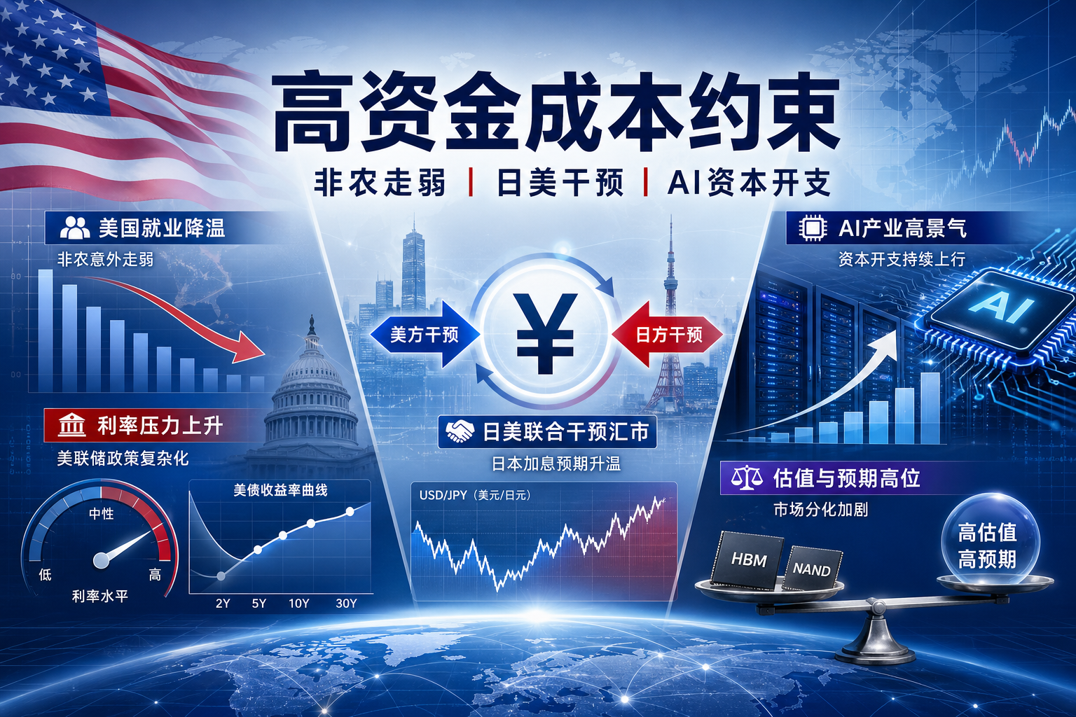非农意外走弱叠加日美干预，全球资产重新面对“高资金成本”约束