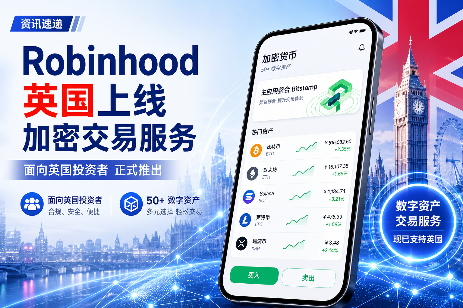 Robinhood 面向英国投资者推出加密货币交易服务